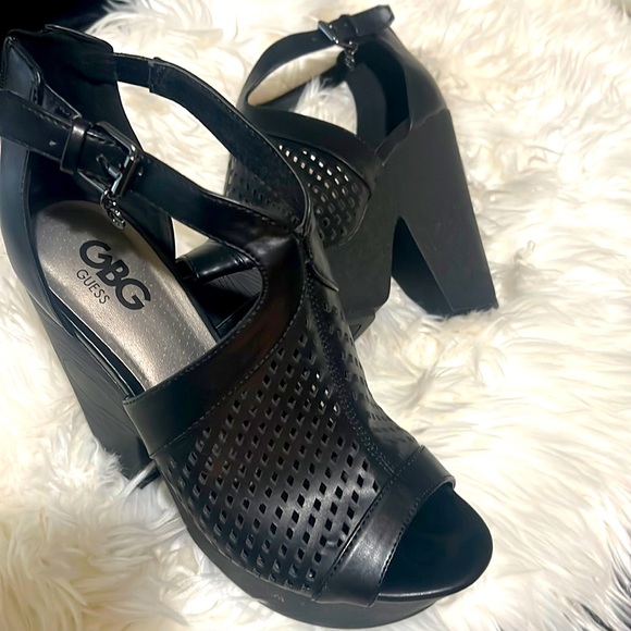 G by Guess Shoes - Black open toe guess wedge